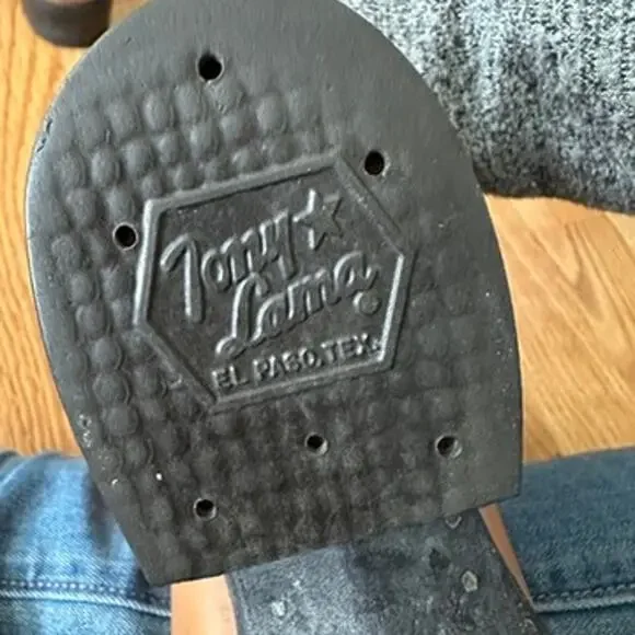 Tony Lama Leather Cowboy Boots Womens 6.5M Embroidered Western Boho Red Brown - Picture 10 of 11